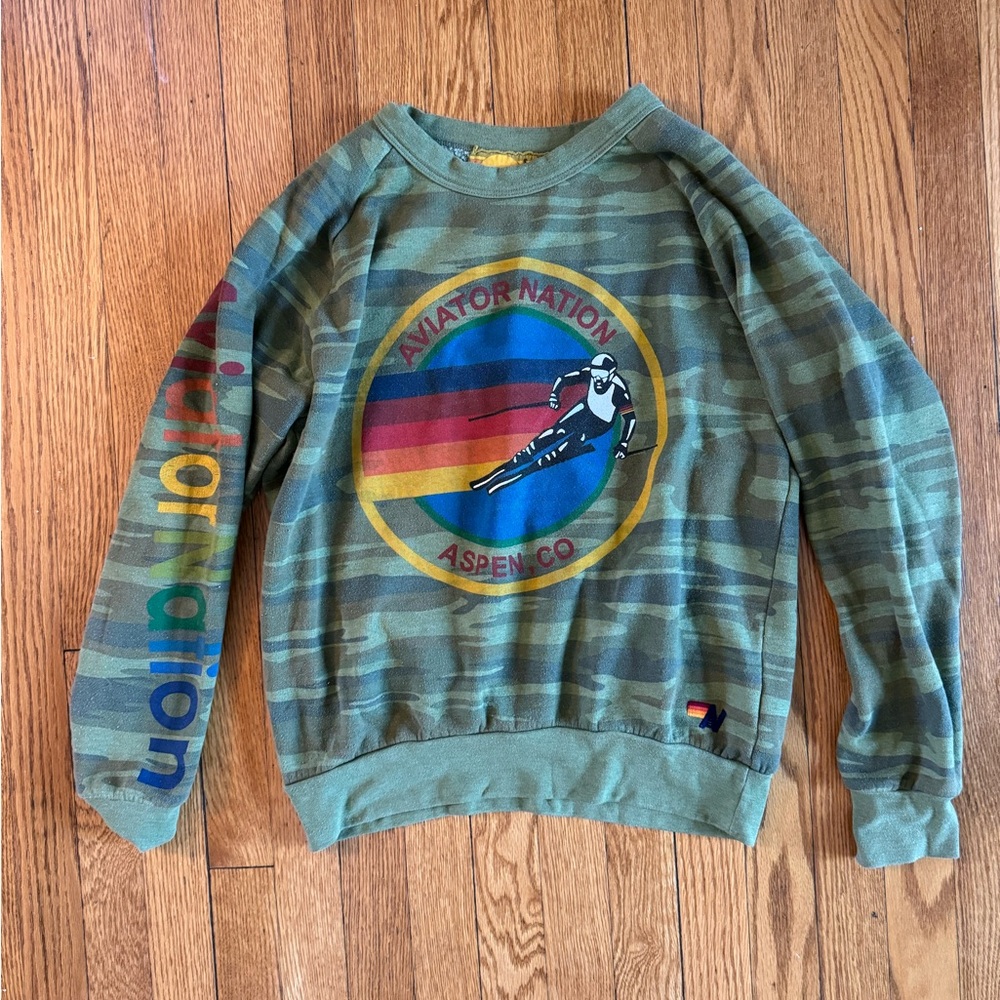 Aviator Nation Camouflage Sweatshirt Size Small